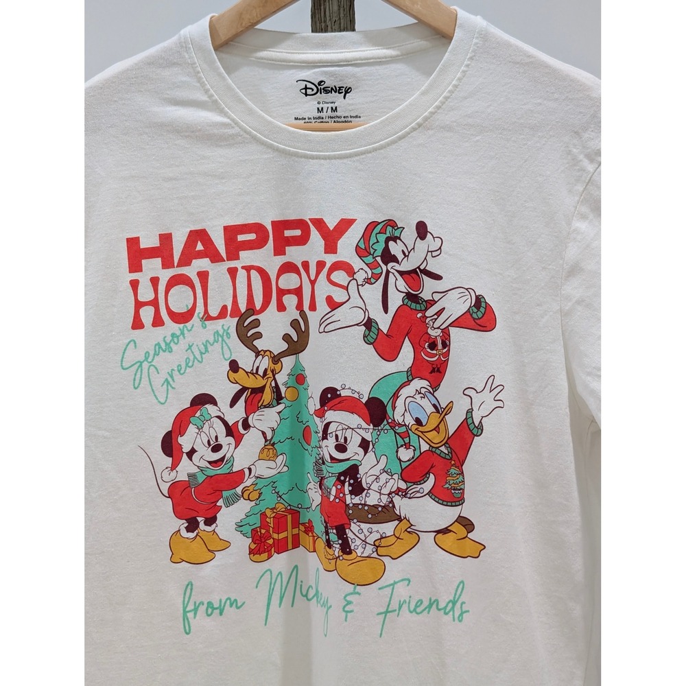 Disney Mickey Mouse Friends Happy Holidays Christmas Graphic T Shirt‎ M M - Picture 5 of 6